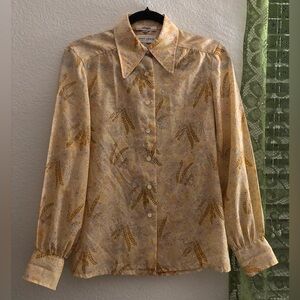 Vintage Yellow Botanical Fern Blouse Albert Lewis